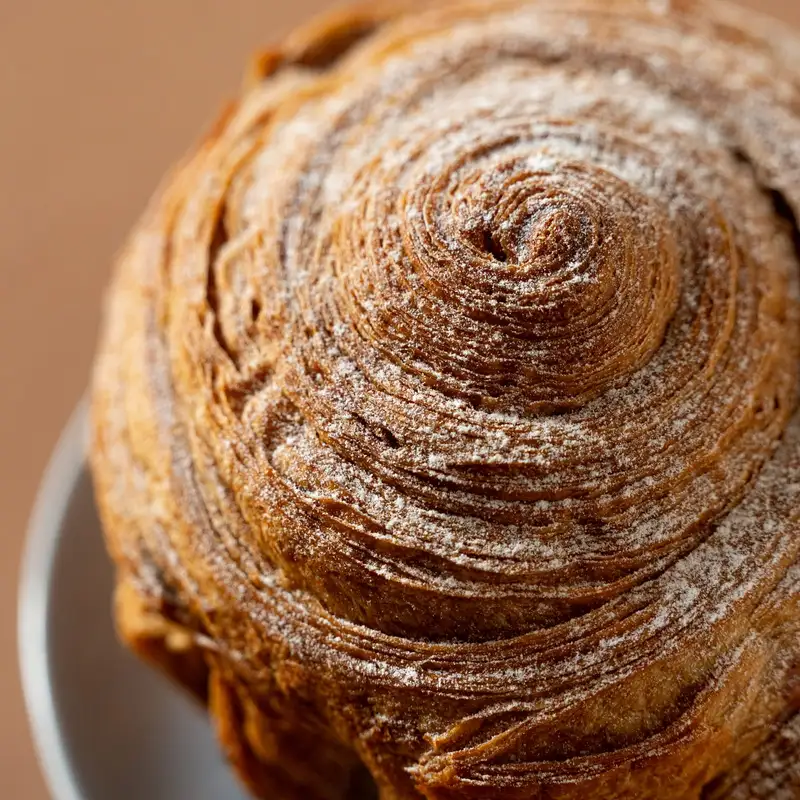 Brioche feuilletée vue de dessus, boulangerie Quatre-Quarts à Bordeaux